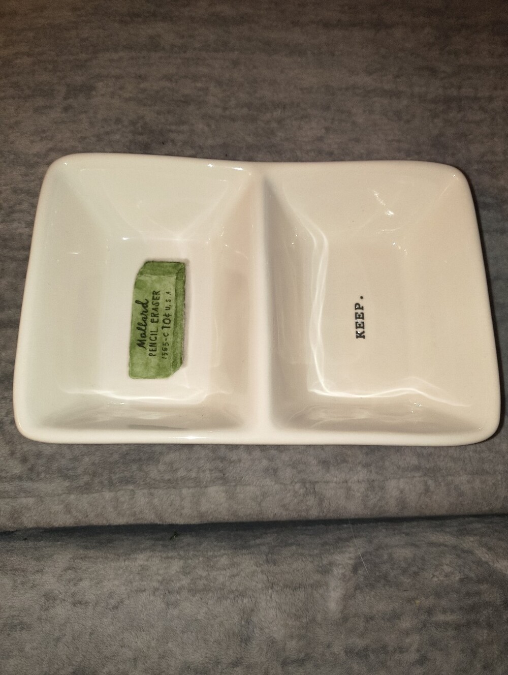 Ceramic Divided Rae Dunn Dish - White - KEEP